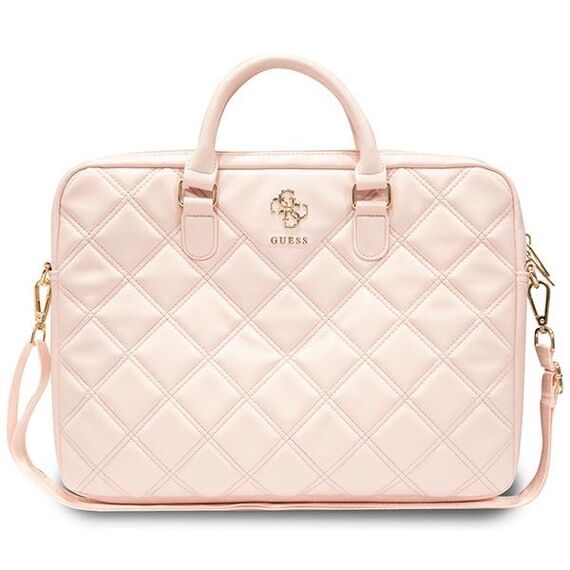 Guess Quilted 4G bag for a 16" laptop - pink