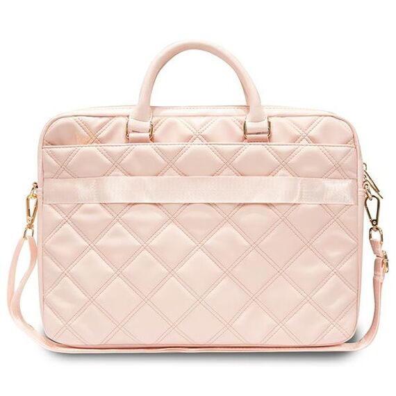 Guess Quilted 4G bag for a 16" laptop - pink