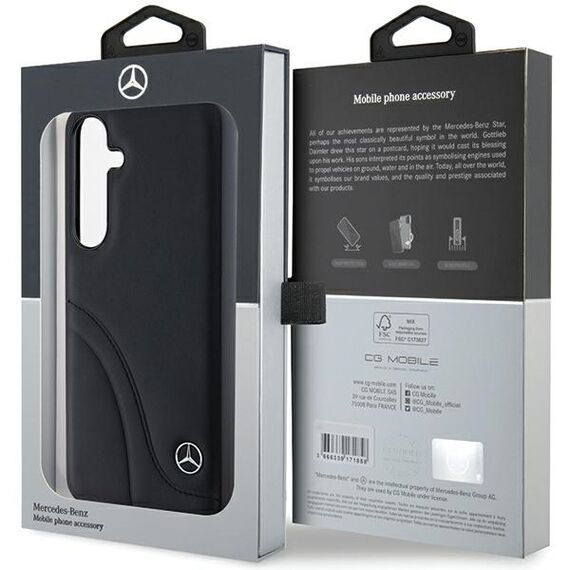Mercedes Leather Curved Stitches case for Samsung Galaxy S24+ - black - Samsung Cases - Cases - Techbox