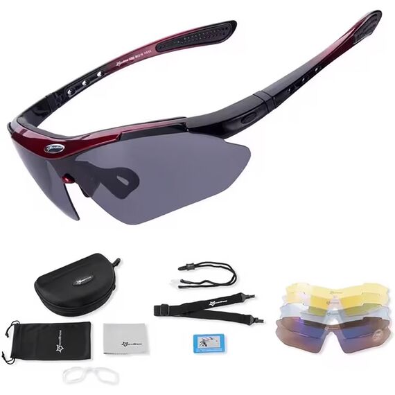 Rockbros 10001 Polarized Cycling Glasses - Black and Red | Techbox