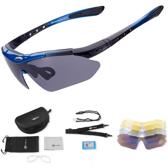 Rockbros 10007 Polarized Cycling Glasses - Black and Blue | Techbox
