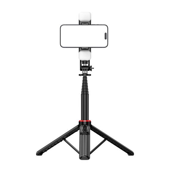 Selfie stick WC12YDS 1.3m aluminum alloy telescopic tripod with dual lamp and phone holder - black - Cameras Accessories - Action Cameras - Techbox