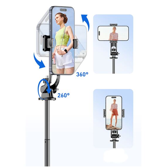 Selfie stick WC1Y2S 1.3m aluminum alloy telescopic tripod with phone holder - black | Techbox