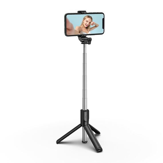 Selfie stick WHS1Y telescopic tripod 1m with phone holder - black | Techbox