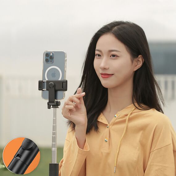Selfie stick WHS1Y telescopic tripod 1m with phone holder - black | Techbox
