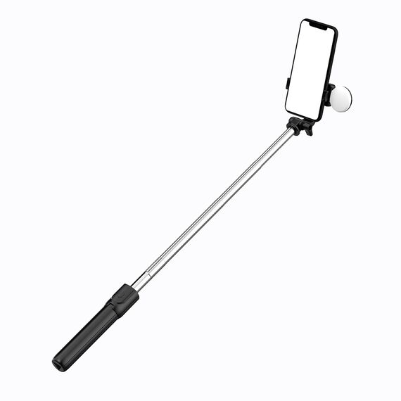 Selfie stick WR1YXS telescopic tripod 0.71m with round lamp - black | Techbox