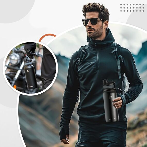 Rockbros 35210029001 thermal bottle for bicycle drinks 550 ml - black | Techbox