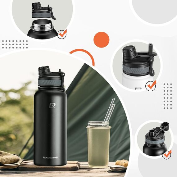 Rockbros 35210029002 thermal bicycle bottle for drinks 650 ml - black - Smartphone Holders - Smartphones - Techbox