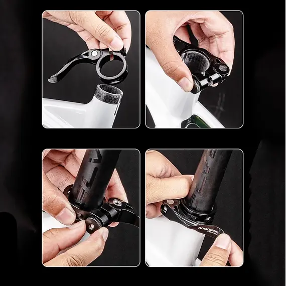 Rockbros 41210092001 bicycle seat clamp with quick release - black | Techbox