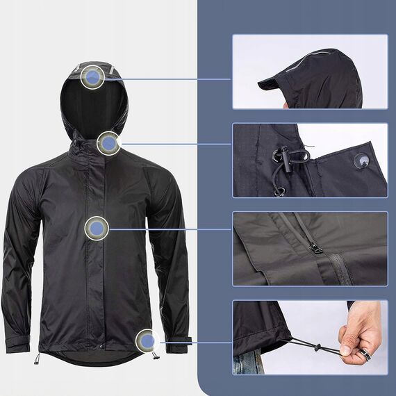 Rockbros YPY013BK2XL Rain Jacket Breathable Windproof XXL - Black - Bicycle - Sports & Fitness - Techbox