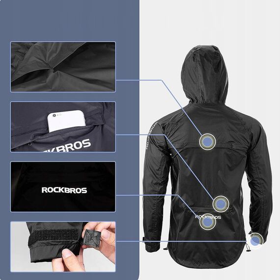 Rockbros YPY013BKM breathable windproof rain jacket M - black - Bicycle - Sports & Fitness - Techbox