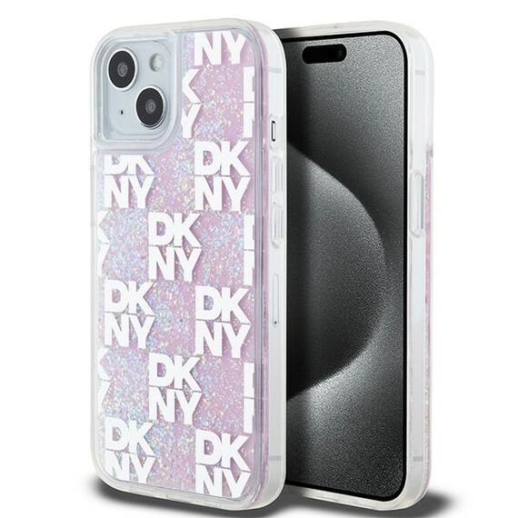 DKNY Liquid Glitter Multilogo case for iPhone 15 / 14 / 13 - pink - Apple Cases - Cases - Techbox