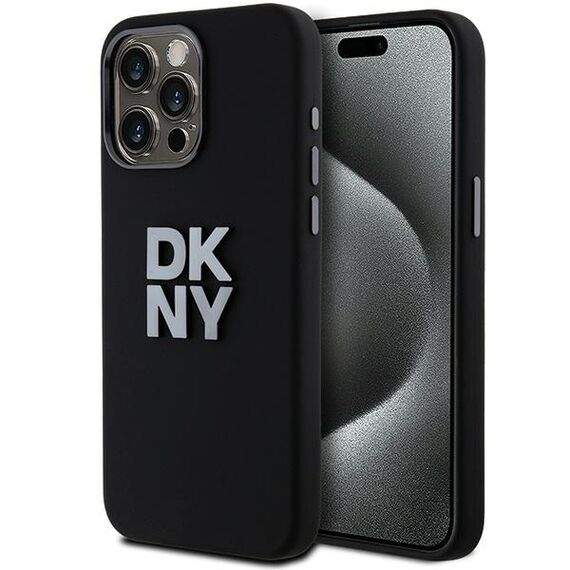 DKNY Liquid Silicone Metal Logo iPhone 15 Pro Case - Black | Techbox