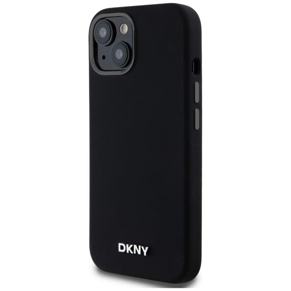 DKNY Liquid Silicone Small Metal Logo MagSafe Case for iPhone 14/15/13 - Black | Techbox