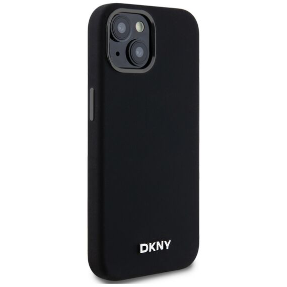 DKNY Liquid Silicone Small Metal Logo MagSafe Case for iPhone 14/15/13 - Black | Techbox