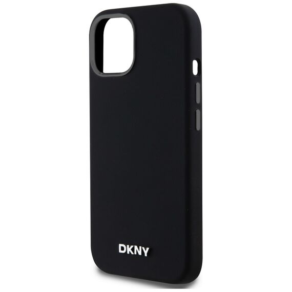 DKNY Liquid Silicone Small Metal Logo MagSafe Case for iPhone 14/15/13 - Black | Techbox