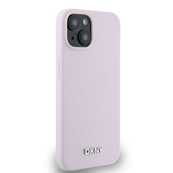 DKNY Liquid Silicone Small Metal Logo MagSafe Case for iPhone 14/15/13 - Pink | Techbox