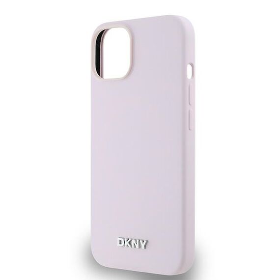 DKNY Liquid Silicone Small Metal Logo MagSafe Case for iPhone 14/15/13 - Pink | Techbox