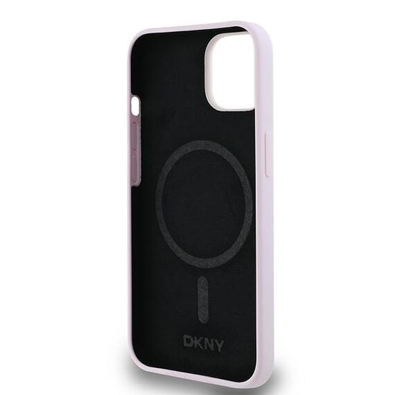 DKNY Liquid Silicone Small Metal Logo MagSafe Case for iPhone 14/15/13 - Pink | Techbox