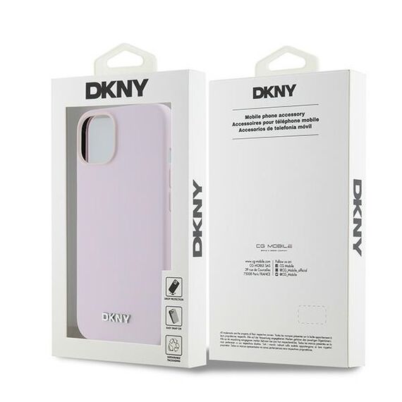 DKNY Liquid Silicone Small Metal Logo MagSafe Case for iPhone 14/15/13 - Pink | Techbox