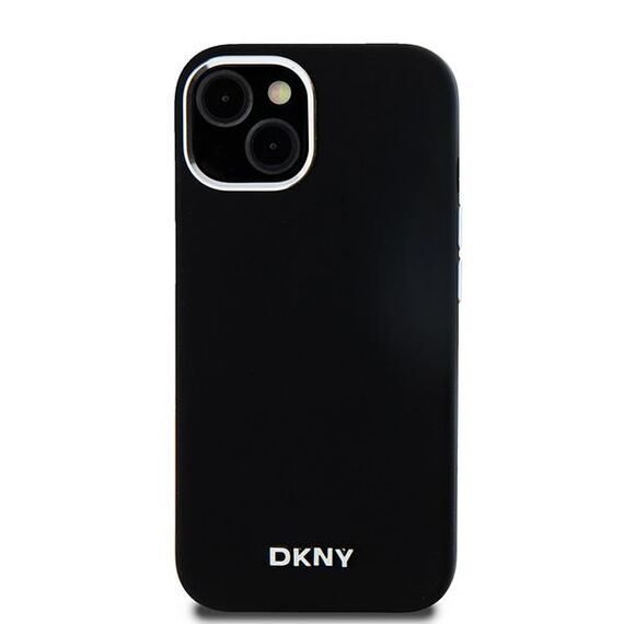 DKNY Liquid Silicone Small Metal Logo MagSafe Case for iPhone 15 Plus / 14 Plus - Black | Techbox