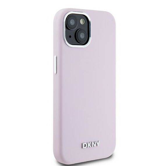 DKNY Liquid Silicone Small Metal Logo MagSafe Case for iPhone 15 Plus / 14 Plus - Pink | Techbox