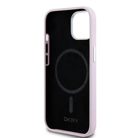 DKNY Liquid Silicone Small Metal Logo MagSafe Case for iPhone 15 Plus / 14 Plus - Pink | Techbox