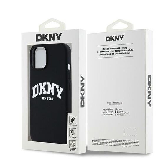 DKNY Liquid Silicone White Printed Logo MagSafe Case for iPhone 14 / 15 / 13 - Black - Uncategorized Cases (2) - Cases - Techbox