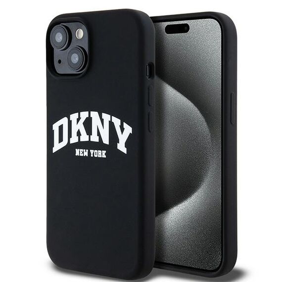 DKNY Liquid Silicone White Printed Logo MagSafe Case for iPhone 15 / 14 / 13 - Black - Uncategorized Cases (2) - Cases - Techbox