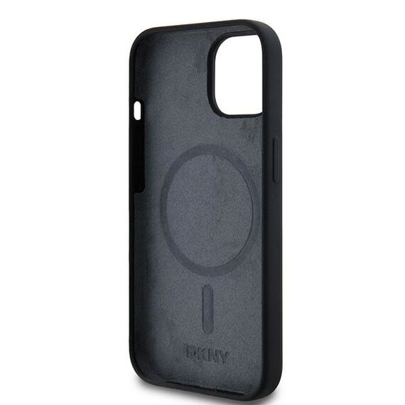 DKNY Liquid Silicone White Printed Logo MagSafe Case for iPhone 15 / 14 / 13 - Black - Uncategorized Cases (2) - Cases - Techbox