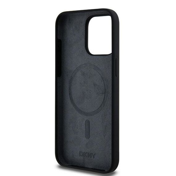 DKNY Liquid Silicone White Printed Logo MagSafe iPhone 14 Pro Max Case - Black | Techbox