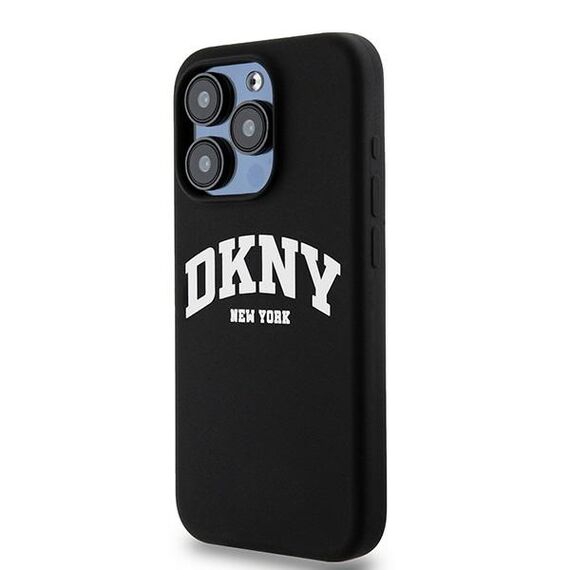 DKNY Liquid Silicone White Printed Logo MagSafe iPhone 15 Pro Case - Black | Techbox