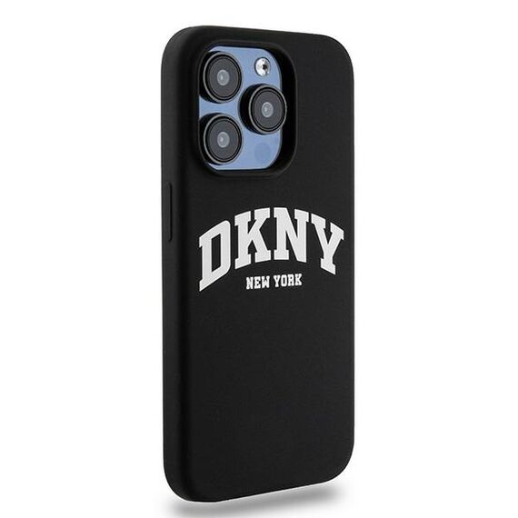 DKNY Liquid Silicone White Printed Logo MagSafe iPhone 15 Pro Case - Black | Techbox