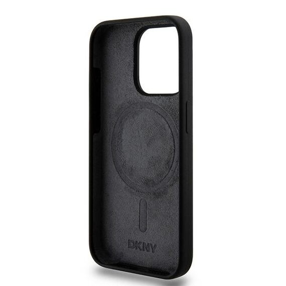 DKNY Liquid Silicone White Printed Logo MagSafe iPhone 15 Pro Case - Black | Techbox