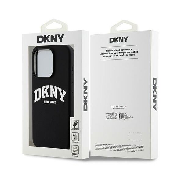 DKNY Liquid Silicone White Printed Logo MagSafe iPhone 15 Pro Case - Black | Techbox