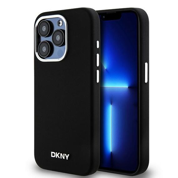 Etui DKNY Liquid Silicone Small Metal Logo MagSafe na iPhone 15 Pro - czarne - Uncategorized Cases (2) - Cases - Techbox