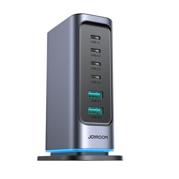 Joyroom JR-TCM02 Multiport GaN Charger 65W EU 4x USB-C 2x USB-A - Dark Gray | Techbox