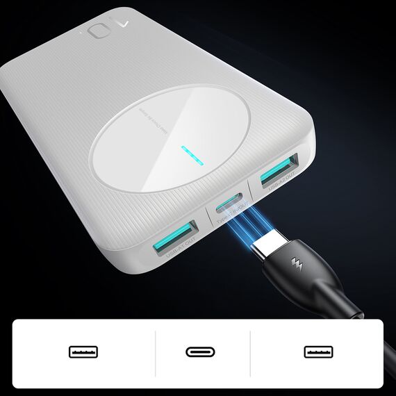 Powerbank Joyroom JR-PBF12 10000mAh 2.4A 2x USB-A 1x USB-C - white | Techbox