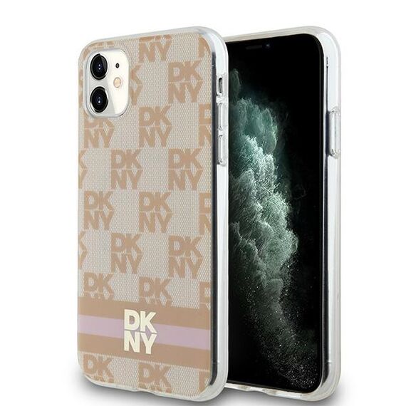 DKNY IML Checkered Mono Pattern &amp; Printed Stripes MagSafe case for iPhone 11 / Xr - pink - Uncategorized Cases (2) - Cases - Techbox