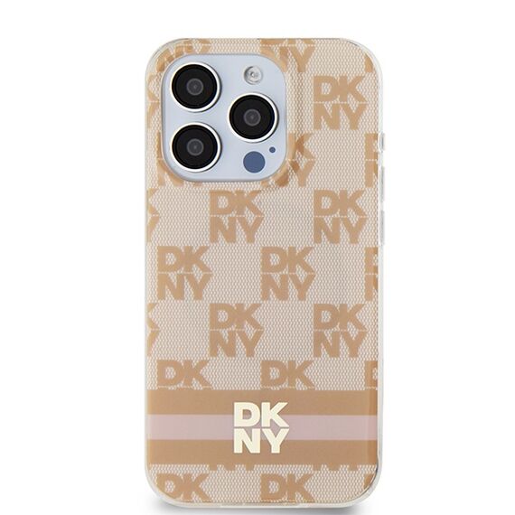 DKNY IML Checkered Mono Pattern &amp; Printed Stripes MagSafe case for iPhone 13 Pro / 13 - pink | Techbox