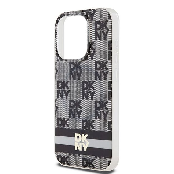 DKNY IML Checkered Mono Pattern &amp; Printed Stripes MagSafe Case for iPhone 14 Pro - Black
