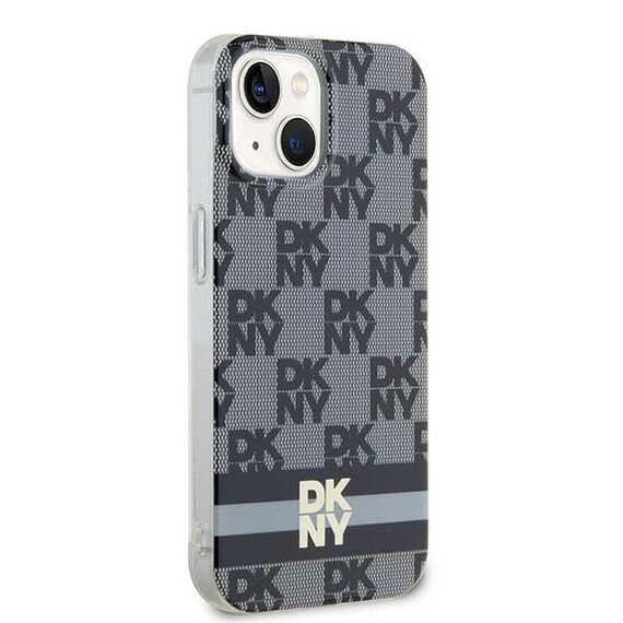 DKNY IML Checkered Mono Pattern &amp; Printed Stripes MagSafe Case for iPhone 15/14/13 - Black | Techbox