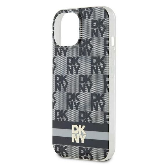 DKNY IML Checkered Mono Pattern &amp; Printed Stripes MagSafe Case for iPhone 15/14/13 - Black | Techbox