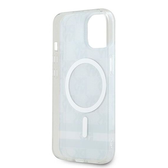 DKNY IML Checkered Mono Pattern &amp; Printed Stripes MagSafe Case for iPhone 15/14/13 - Black | Techbox