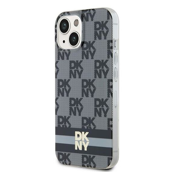 DKNY IML Checkered Mono Pattern &amp; Printed Stripes MagSafe Case for iPhone 15/14/13 - Black | Techbox