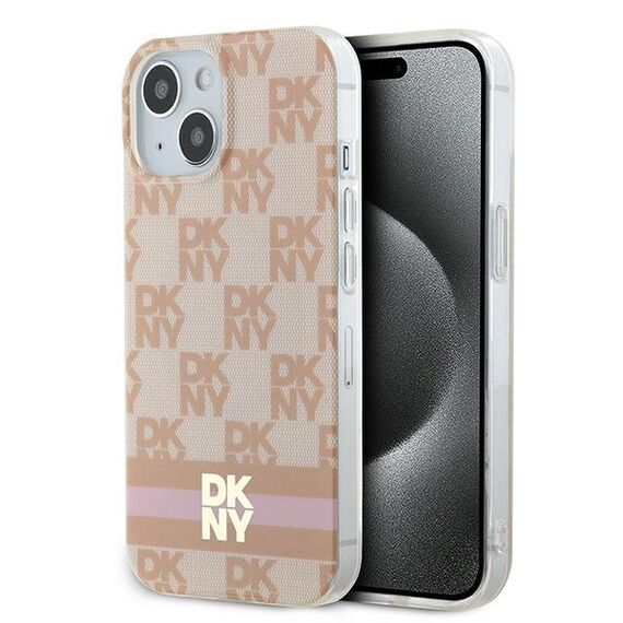 DKNY IML Checkered Mono Pattern &amp; Printed Stripes MagSafe case for iPhone 15 / 14 / 13 - pink | Techbox