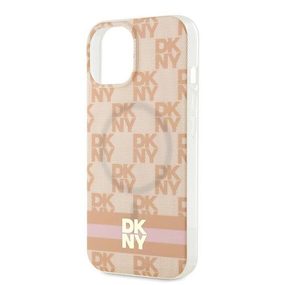 DKNY IML Checkered Mono Pattern &amp; Printed Stripes MagSafe case for iPhone 15 / 14 / 13 - pink | Techbox