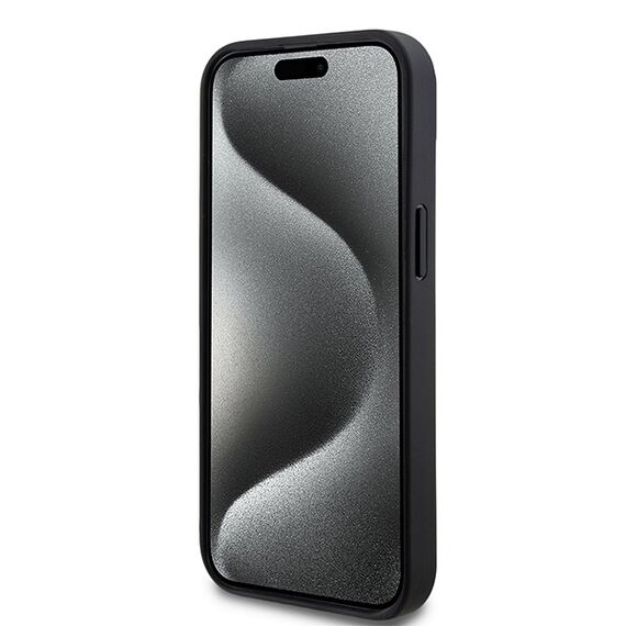 DKNY Leather Checkered Mono Pattern &amp; Printed Stripes Case for iPhone 15/14/13 - Black | Techbox