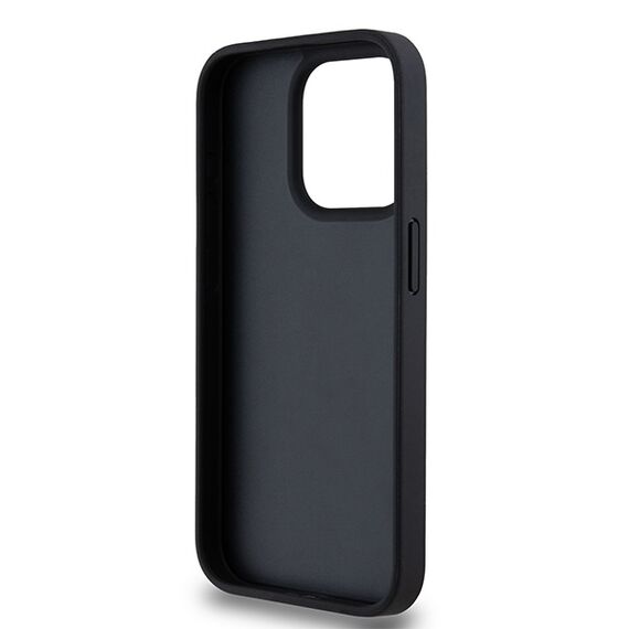 DKNY Leather Checkered Mono Pattern &amp; Printed Stripes iPhone 15 Pro Case - Black - Uncategorized Cases (2) - Cases - Techbox