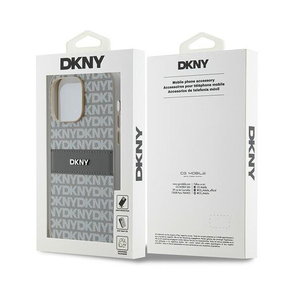 DKNY Leather Mono Stripe &amp; Metal Logo case for iPhone 14 Pro Max - beige | Techbox